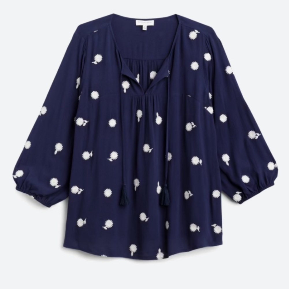 NWT - Skies Are Blue 2x Padenia Tassel Detail Split Neck Top - NEW!!